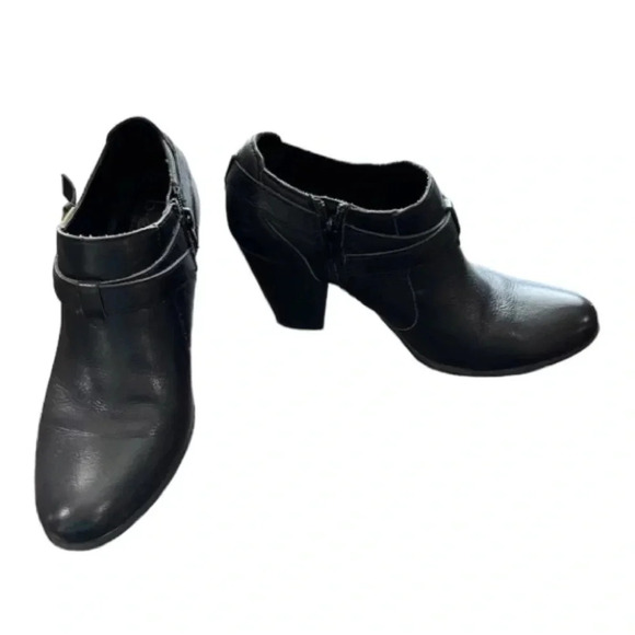 BOC Born Concepts Black Leather Block Heel Zip-Up Ankle Boots Size 9M GUC - Picture 1 of 13